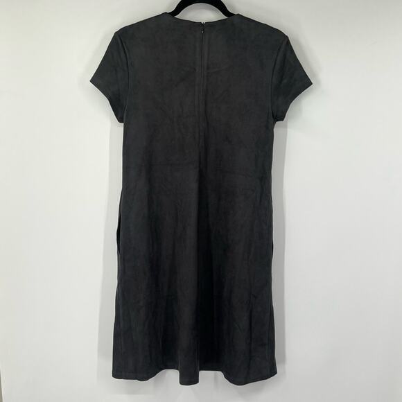 J. McLaughlin Gray Faux Suede Short Sleeve Swing Dress - Picture 4 of 7